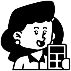 Female Accounting Job Black Fill Icon