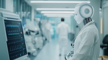 Advanced AI Technology in Healthcare Featuring Machine Learning Within a Modern Medical Facility