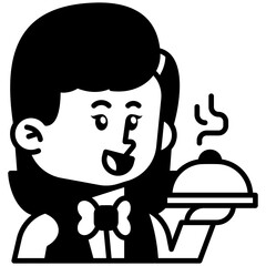 Female Waiter Job Black Fill Icon