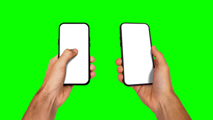 Hand Holding Smart Phone Mockup on Isolated Background Photo Realistic Premium Mockup