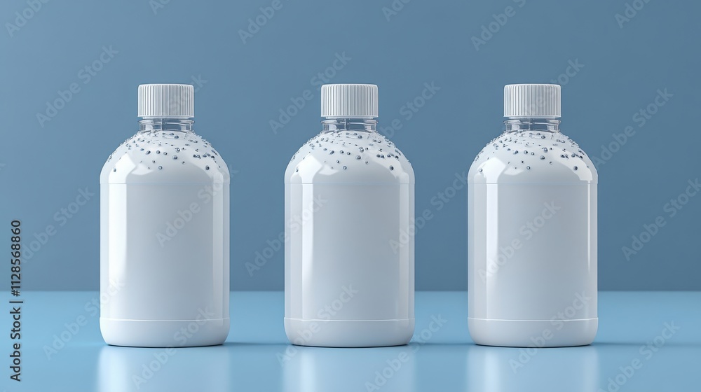 Poster white background with an isolated white blank plastic spray detergent bottle collection of packaging