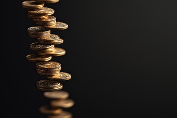 Fototapeta premium Digital finance trends cascading coins and business growth insights