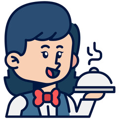 Female Waiter Job Black Fill Icon