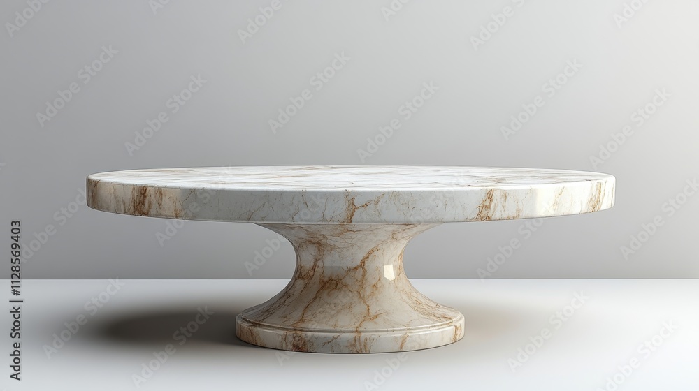 Poster white circular table in front isolated on whit