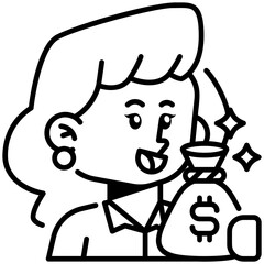 Female Captain Job Black Fill Icon