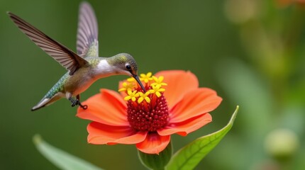 Obraz premium Hummingbird Feeding on Vibrant Flower