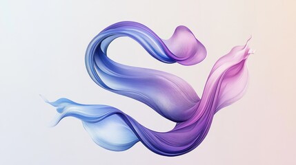 Abstract Swirling Purple and Blue Fabric Flowing in Dynamic Motion: A Captivating Digital Artwork...