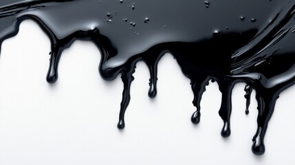 Black Liquid Dripping Down White Surface