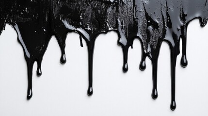 Black Paint Dripping Down White Background