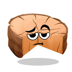 tired wood material mascot illustration for design. fun, colorful, and playful concept. nature, forest, furniture, industry, trees, and ecology themes