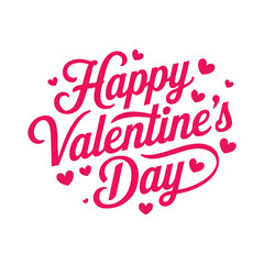 Happy Valentine's Day Cursive Text with Pink Hearts