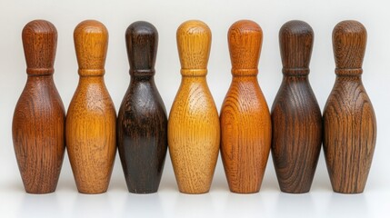 wooden pins bowling pins isolated on a white backgroun