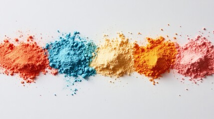 Colorful powder pigments arranged in a row