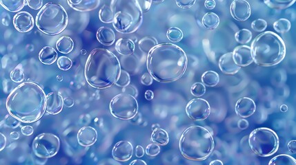 An abstract background image of iridescent bubbles on a blue background.