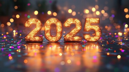 A large number of glittery letters spelling out the number twenty-five. Generative AI