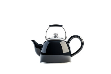Obraz premium A sleek black teapot with a shiny lid and handle, designed for brewing tea.