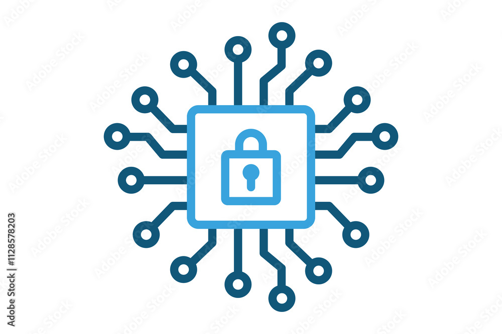 Poster security icon. line icon style. icon related to network security, it. network elements vector illust