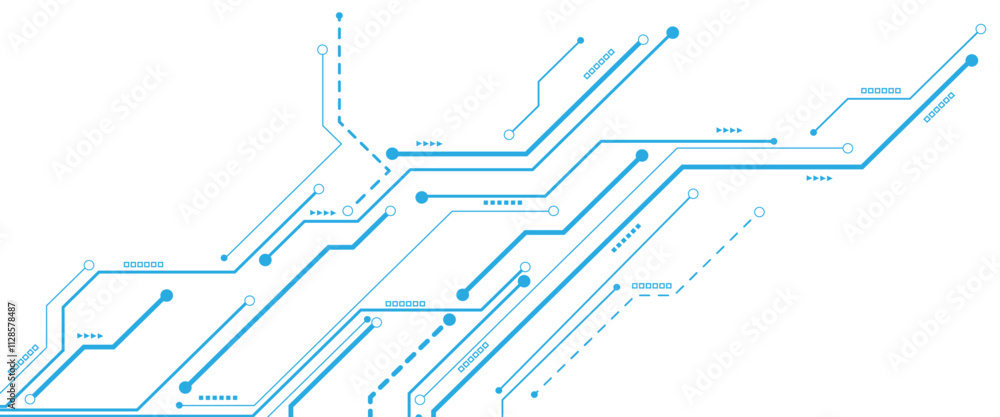Poster vectors technology blue circuit diagram. high-tech connection system on a white background.