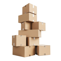 Fototapeta premium Stack of cardboard boxes on isolated background. 