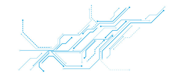Global communication technology background design, Blue Abstract geometric dots and lines connection circuit concept.