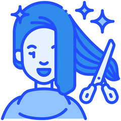 Hair cutting Blue Color Icon
