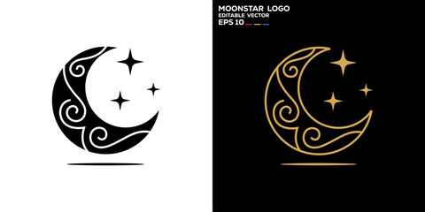 Moon star logo. Night, dream, nature. Icon symbol design template EPS 10. © GoedangVector