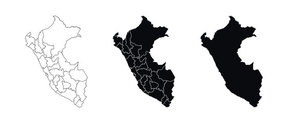 Peru Map vector icon. Map of Peru various styles.