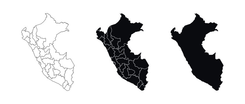 Peru Map vector icon. Map of Peru various styles.