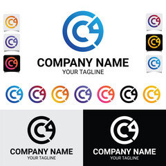 CCQ, CC9, 3-Letter Initial Typography Modern Rounded Circle Style Vector Logo Design Template