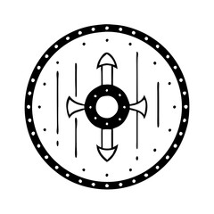 Viking shield illustration with Nordic emblem