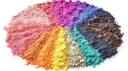 Fototapeta premium Rainbow Colored Powder Arranged In A Circular Pattern