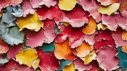 Abstract pattern of peeling posters on an urban wall