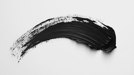 Abstract Black Paint Swirl on White Background