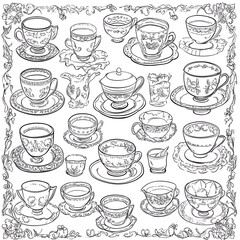 Vintage Tea Party Teacups and Saucers Collection