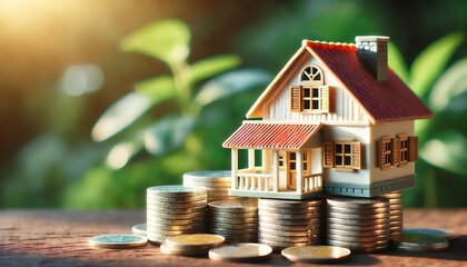 miniature houses and coins symbolizing property investment