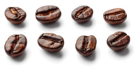 Obraz premium Collection of Roasted Coffee Beans Displayed on Clean White