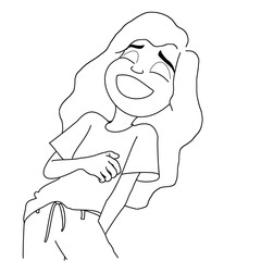 The character is laughing