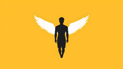 A simple vector of a Christian angel with wings, symbolizing peace and guidance. Christian angel minimalist icon.
