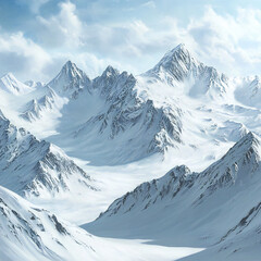 一面真っ白の雪山の風景