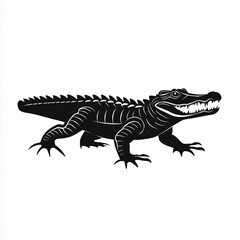 Obraz premium minimalist vector illustration of a crocodile, isolated on white background