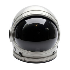 PNG of A polished silver astronaut helmet with a dark visor showcasing its sleek design and reflective details on transparent background