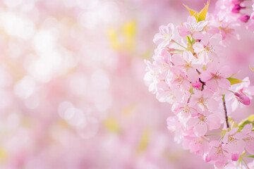 Fototapeta premium Vibrant cherry blossoms in full bloom on a sunny spring day