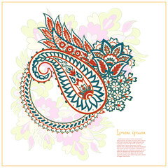 Paisley Floral oriental ethnic Pattern. Vector Damask Ornament