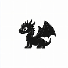 cute dragon minimalist illustration, white background