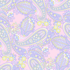 Fototapeta premium Paisley Floral oriental ethnic Pattern. Seamless Vector Ornament. Damask fabric patterns.