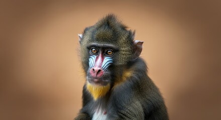 Obraz premium Majestic mandrill portrait in natural habitat for wildlife conservation awareness