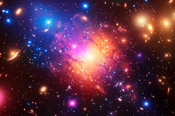 Fototapeta premium Vibrant nebula and star clusters in deep space