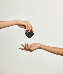 Hand Passing Black Square Soap Bar Skincare Wellness Beauty