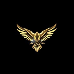 Fototapeta premium Golden Eagle Soaring: A majestic golden eagle with outstretched wings, symbolizing strength, freedom, and power. This striking graphic evokes a sense of ambition, leadership.