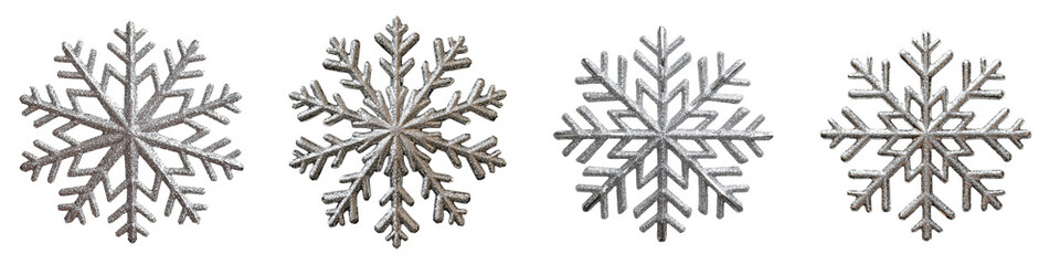 Breathtaking close up view of delicate intricately designed snowflake crystals against a serene winter backdrop  Elegant symmetrical patterns in shimmering icy tones evooke a magical